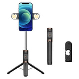 Bluetooth Remote Selfie Stick with Dual Fill Light and Tripod - Green