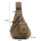Multi Function Canvas Chest Bag Shoulder Messenger Crossby Bag - Army Green - Side View