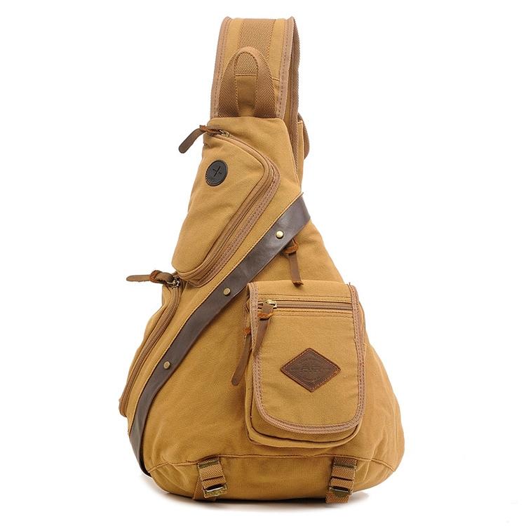 Multi Function Canvas Chest Bag Shoulder Messenger Crossby Bag - Army Green