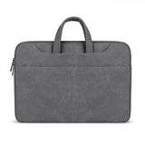 Waterproof Portable One-shoulder Handbag for 14.1 Laptops with Magic Stick & Suitcase Belt - Pu Leather Zipper Hidden Strap - Dark Gray
