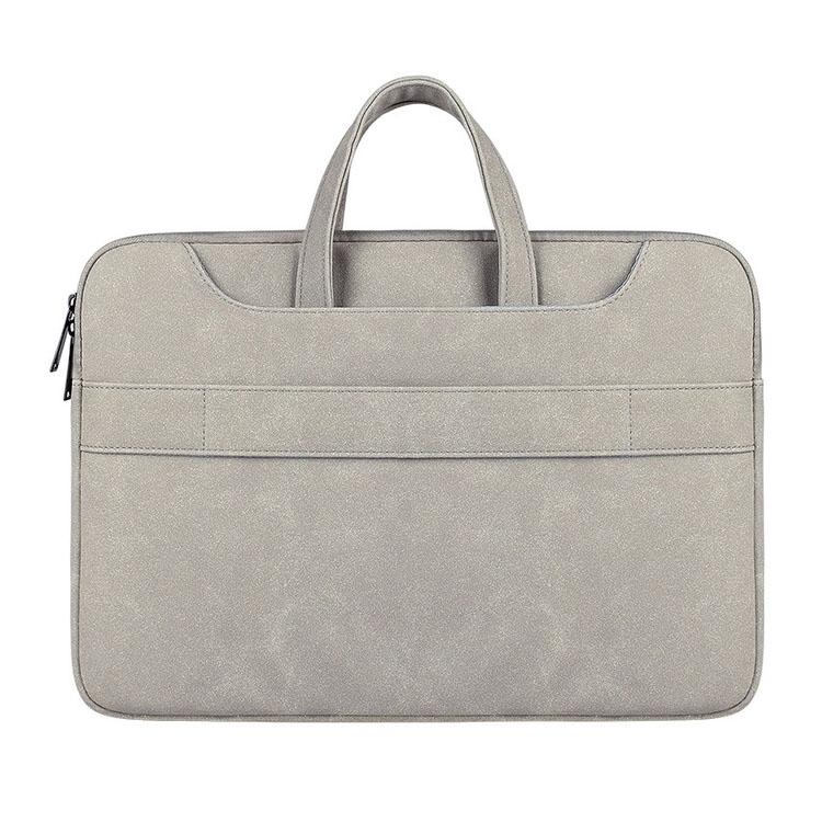 Waterproof Portable One-shoulder Handbag for 14.1 Laptops with Magic Stick & Suitcase Belt - Pu Leather Zipper Hidden Strap - Dark Gray