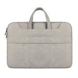 Waterproof Portable One-Shoulder Handbag For 14.1 Laptops With Magic Stick & Suitcase Belt - Pu Leather Zipper Hidden Strap - Dark Gray - 45-Degree Angle