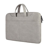 Waterproof Portable One-Shoulder Handbag For 14.1 Laptops With Magic Stick & Suitcase Belt - Pu Leather Zipper Hidden Strap - Dark Gray - Rear View
