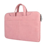 Waterproof Portable One-shoulder Handbag for 14.1 Laptops with Magic Stick & Suitcase Belt - Pu Leather Zipper Hidden Strap - Dark Gray