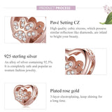 925 Sterling Silver Pet Paw Print Beaded Bracelet - Rose Gold - 45-Degree Angle