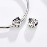 925 Sterling Silver Pet Paw Print Beaded Bracelet - Rose Gold - Extra Image