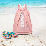 Vibe Geeks Water Resistantion Sports Backpack Gym Bag with Shoes Compartment - Pink - Side View