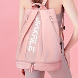 Vibe Geeks Water Resistantion Sports Backpack Gym Bag with Shoes Compartment - Pink - Top-Down View