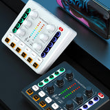 Vibe Geeks Noise Reduction Sound Card Digital Audio Mixer for Live Streaming-typec Rechargeable - White - Rear View