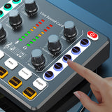 Vibe Geeks Noise Reduction Sound Card Digital Audio Mixer for Live Streaming-typec Rechargeable - White - Close-Up Angle