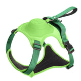 Vibe Geeks Ultimate 2-in-1 Reflective No-pull Dog Harness with Retractable Leash and Control Handle - Green - M - Close-Up Angle