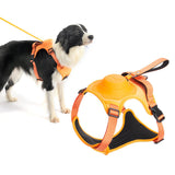 Vibe Geeks Ultimate 2-in-1 Reflective No-pull Dog Harness with Retractable Leash and Control Handle - Orange - Xl - Front View