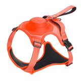 Vibe Geeks Ultimate 2-in-1 Reflective No-pull Dog Harness with Retractable Leash and Control Handle - Red - M - Rear View