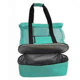 Vibe Geeks 2 in 1 Mesh Beach Tote Bag with Insulated Cooler - Blue - Extra Image