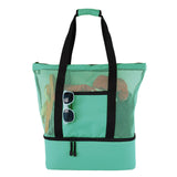Vibe Geeks 2 in 1 Mesh Beach Tote Bag with Insulated Cooler - Pink - Top-Down View
