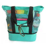 Vibe Geeks 2 in 1 Mesh Beach Tote Bag with Insulated Cooler - Pink - Extra Image