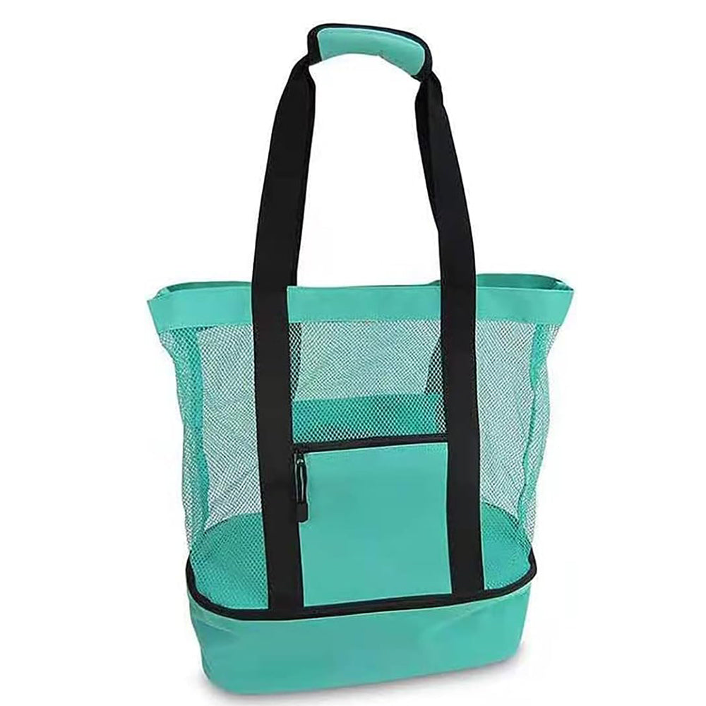 Vibe Geeks 2 in 1 Mesh Beach Tote Bag with Insulated Cooler - Pink