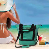 Vibe Geeks 2 in 1 Mesh Beach Tote Bag with Insulated Cooler - Pink - Extra Image