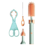 Vibe Geeks 360° Rotation Long Handle Reusable Silicone Baby Bottle Brush Set - Pink - Front View