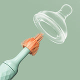 Vibe Geeks 360° Rotation Long Handle Reusable Silicone Baby Bottle Brush Set - Pink - Low Angle