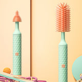 Vibe Geeks 360° Rotation Long Handle Reusable Silicone Baby Bottle Brush Set - Pink - Extra Image
