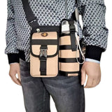 Vibe Geeks Waterproof Camping Wear Resistant Chest Crossbody Sling Shoulder Bags with Water Bottle Holder - Navy - Front View