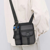 Vibe Geeks Waterproof Camping Wear Resistant Chest Crossbody Sling Shoulder Bags with Water Bottle Holder - Navy - Side View