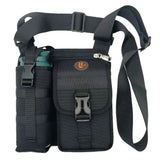 Vibe Geeks Waterproof Camping Wear Resistant Chest Crossbody Sling Shoulder Bags with Water Bottle Holder - Navy - Close-Up Angle
