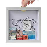 Vibe Geeks Adventure Archive Box Wood Frame Travel Tickets Keepsakes Storage Frame - White - Medium - Close-Up Angle