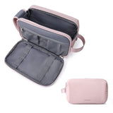 Vibe Geeks Water Resistant Travel Toiletry Organizer Bag - Grey - Top-Down View