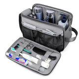 Vibe Geeks Water Resistant Travel Toiletry Organizer Bag - Grey - Low Angle