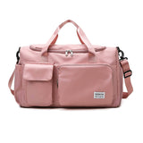Vibe Geeks Waterproof and Lightweight Zipper Sports Gym Bag with Shoe Compartment - Dark Pink - Rear View