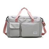 Vibe Geeks Waterproof and Lightweight Zipper Sports Gym Bag with Shoe Compartment - Grey - Front View