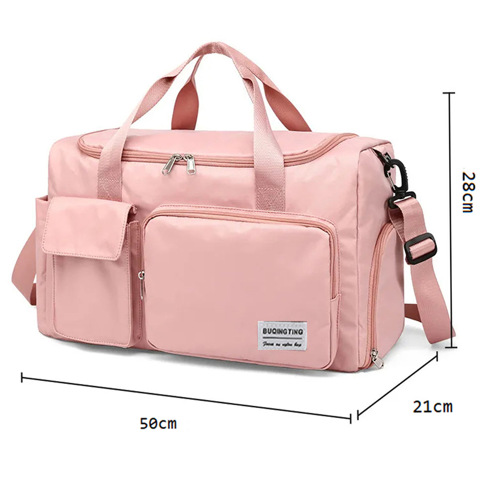 Vibe Geeks Waterproof and Lightweight Zipper Sports Gym Bag with Shoe Compartment - Grey