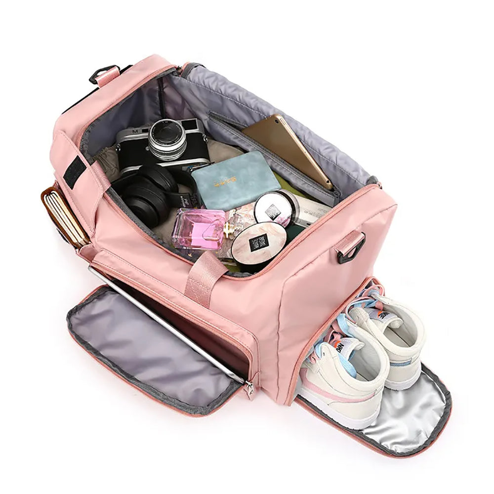 Vibe Geeks Waterproof and Lightweight Zipper Sports Gym Bag with Shoe Compartment - Grey
