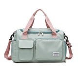 Vibe Geeks Waterproof and Lightweight Zipper Sports Gym Bag with Shoe Compartment - Grey And Pink - Side View