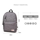 Multi-function Canvas Laptop Backpack - Fits 15.6 Macbook Samsung Sony Dell Alienware Chuwi Asus Hp - 42x29x13cm - Grey - Low Angle