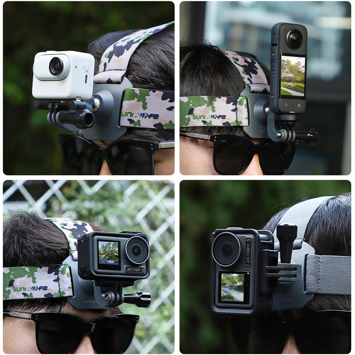 Adjustable 360 Degree Head Strap for Action Cameras - Grey