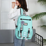 Anti-theft Usb Backpack for Sports and Leisure - Green - Top-Down View