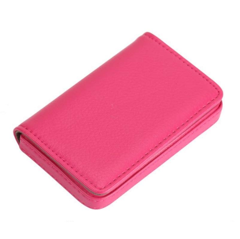 Stainless Steel Magnetic Business Card Holder Pu Leather Case - Apricot