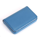 Stainless Steel Magnetic Business Card Holder Pu Leather Case - Apricot