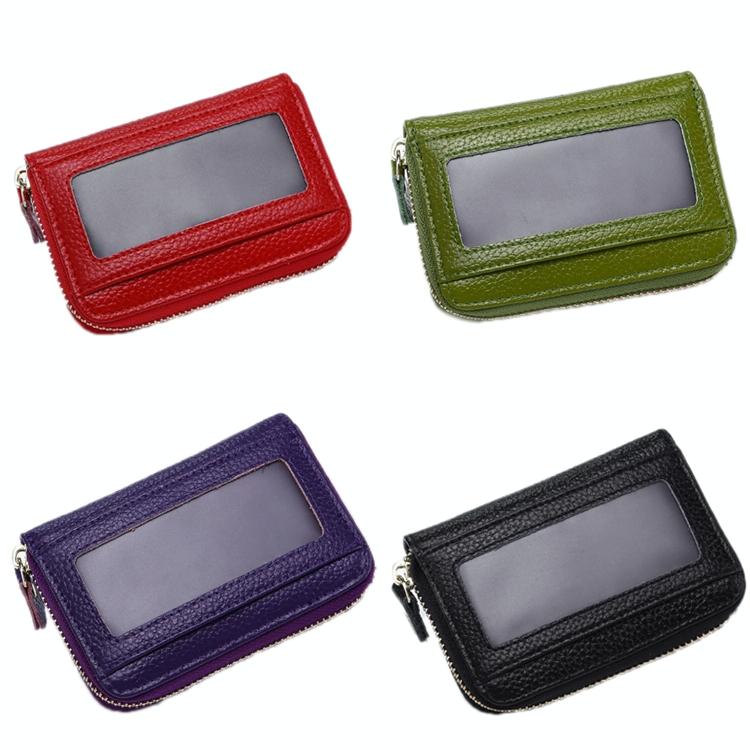 Multi Position Zipper Organ Card Holder Versatile Business Accessory - Rose Red