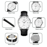 Men Casual Quartz Watch with Calendar - 1801 - Silver Steel Belt