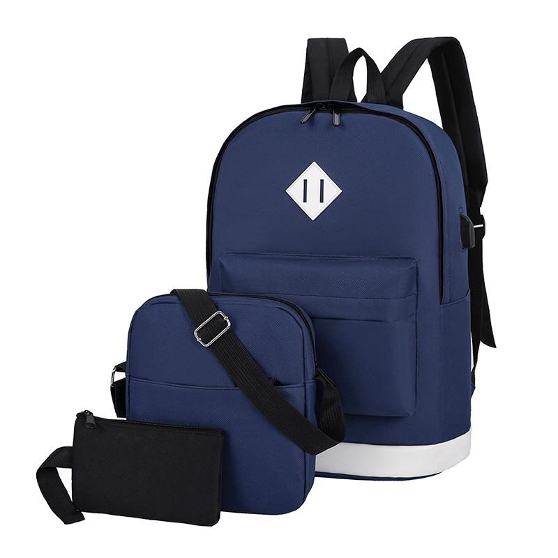 Versatile Student Backpack with Usb Port - College Style - Leaves Gray