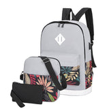 Versatile Student Backpack with Usb Port - College Style - Leaves Gray - Extra Image