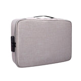 Waterproof Multi-layer Laptop Bag with Password Lock - Grey - Close-Up Angle