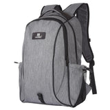 Grey Canvas Dual-shoulder Laptop Backpack - Portable Outdoor - Side View