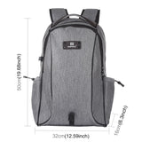 Grey Canvas Dual-shoulder Laptop Backpack - Portable Outdoor - Top-Down View