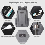 Grey Canvas Dual-shoulder Laptop Backpack - Portable Outdoor - Close-Up Angle