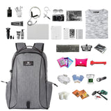 Grey Canvas Dual-shoulder Laptop Backpack - Portable Outdoor - Low Angle